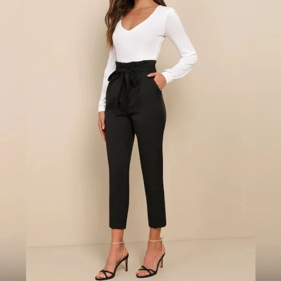 LAST PRICE DROP! LuLus With Confidence Paper bag Waist Pants - Picture 1 of 9